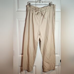 NWT Black Crane Double Strings Pants In Oyster Lightweight Cotton Small
